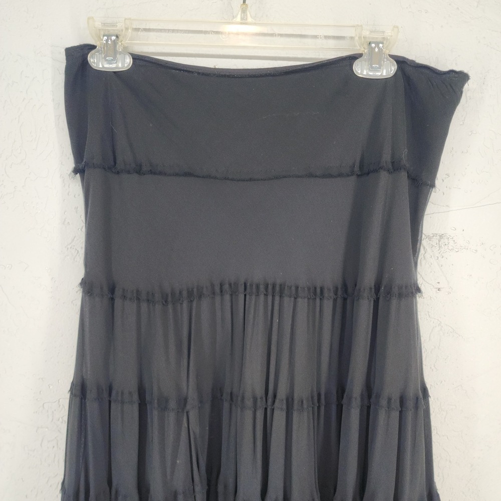 Jones NY Size MP | 100% Silk Black Tiered Midi Maxi Skirt Whimsygoth Witch - Picture 2 of 7